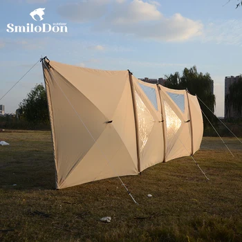 SmiloDon 접이식 야외 캠핑 쉼터 바람막이, 방풍 방수 바람막이 텐트, 피크닉 바베큐 해변용 대형 방수포 울타리