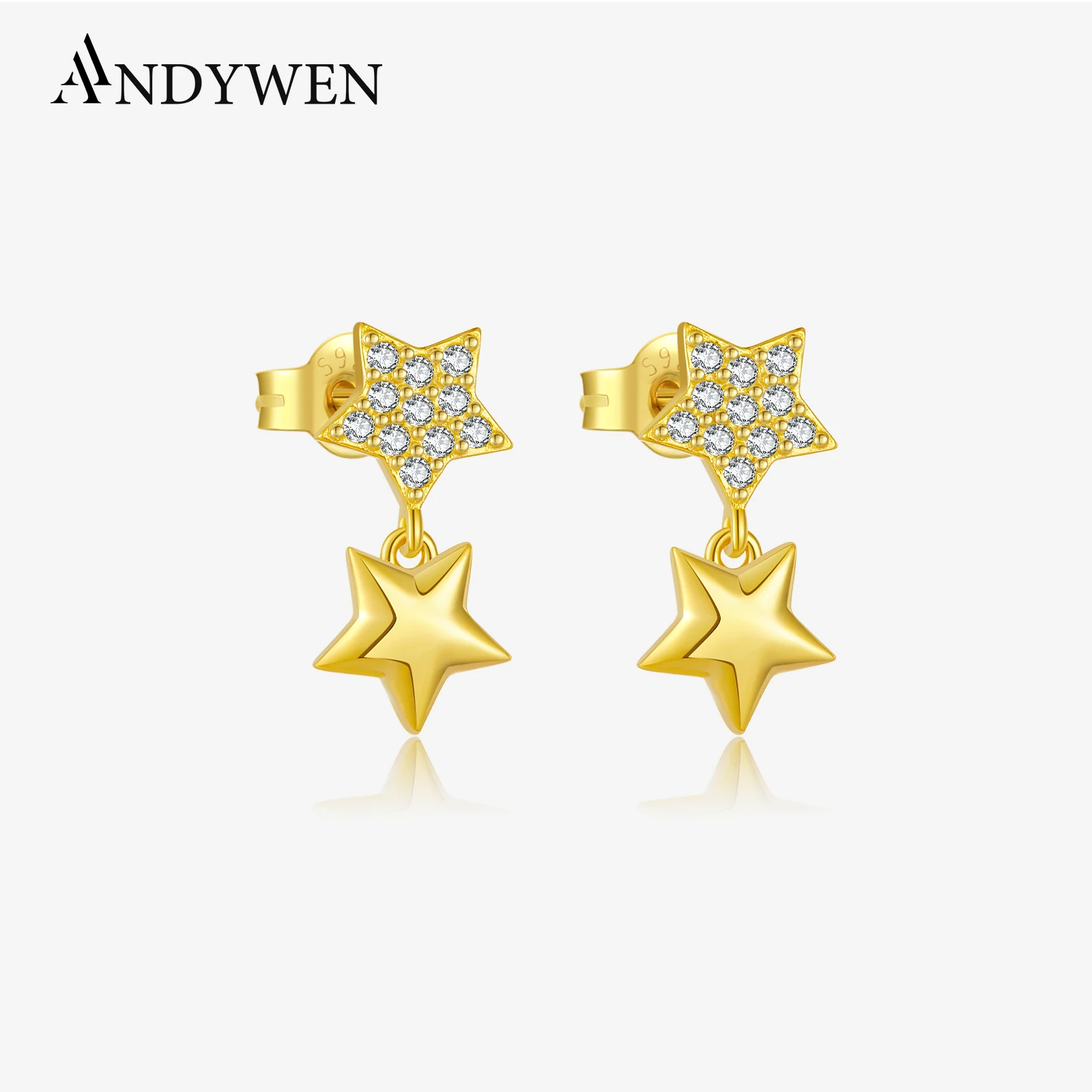 ANDYWEN 925 Sterling Silver Two Star Zircon CZ Stud Earrings Piercing Rock Punk Fine Jewelry Luxury Fashion Gift for Women
ANDYWEN 925 Sterling Silver Two Star Zircon CZ Stud Earrings Piercing Rock Punk Fine Jewelry Luxury Fashion Gift for Women