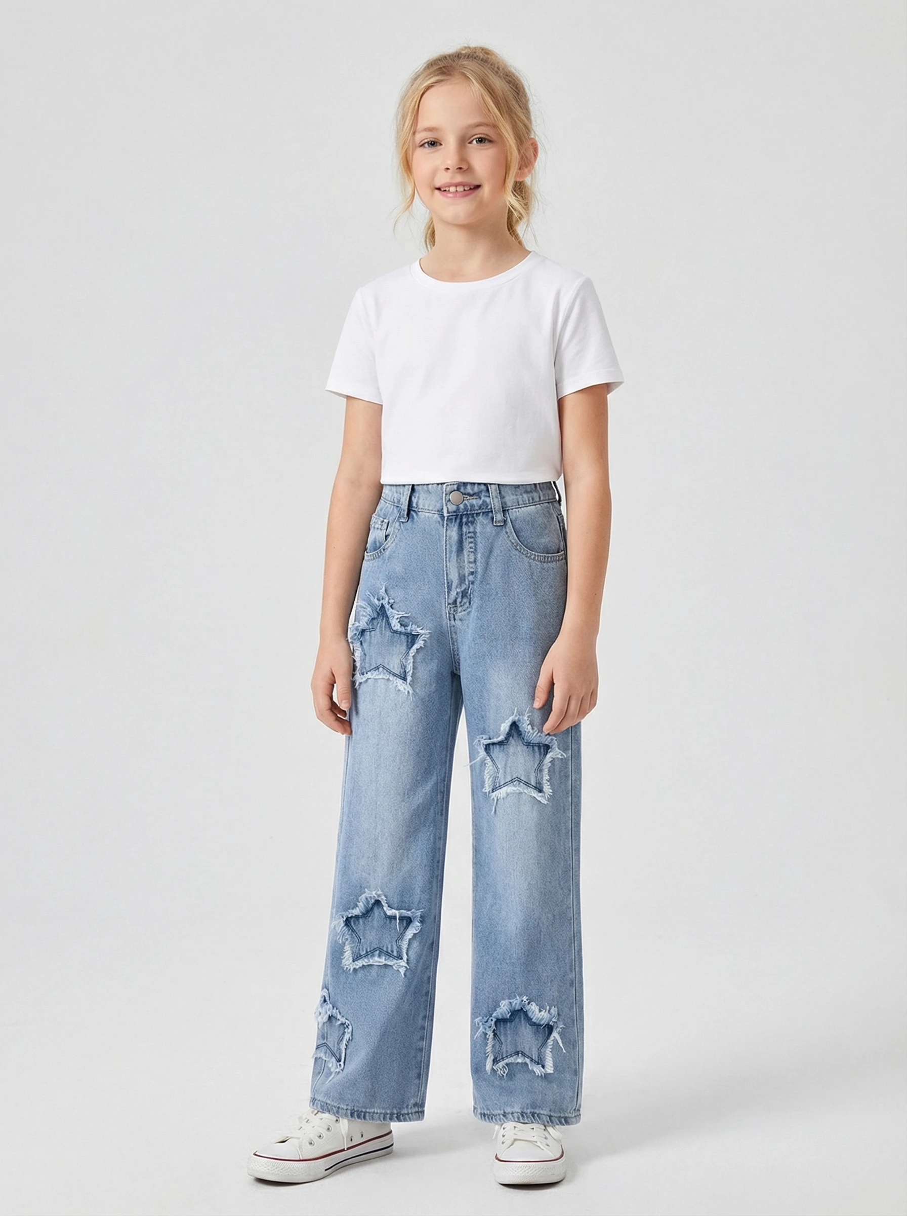 Girls Straight Leg Jeans Embroidered Star Classic Versatile 7-14 Years Old Kids Fashionable Casual Denim Pants
Girls Straight Leg Jeans Embroidered Star Classic Versatile 7-14 Years Old Kids Fashionable Casual Denim Pants