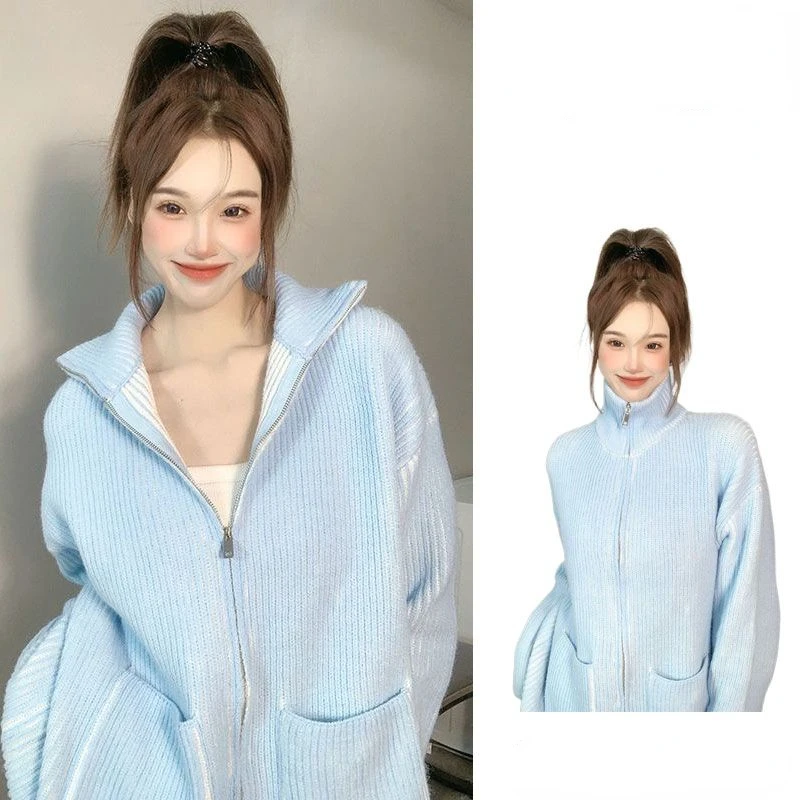 Zipper Stand Sweater Coat High-end Fashion Temperament Women's 2024 New Laziness Knitting Long Sleeved Solid Color Top Cardigan
Zipper Stand Sweater Coat High-end Fashion Temperament Women's 2024 New Laziness Knitting Long Sleeved Solid Color Top Cardigan