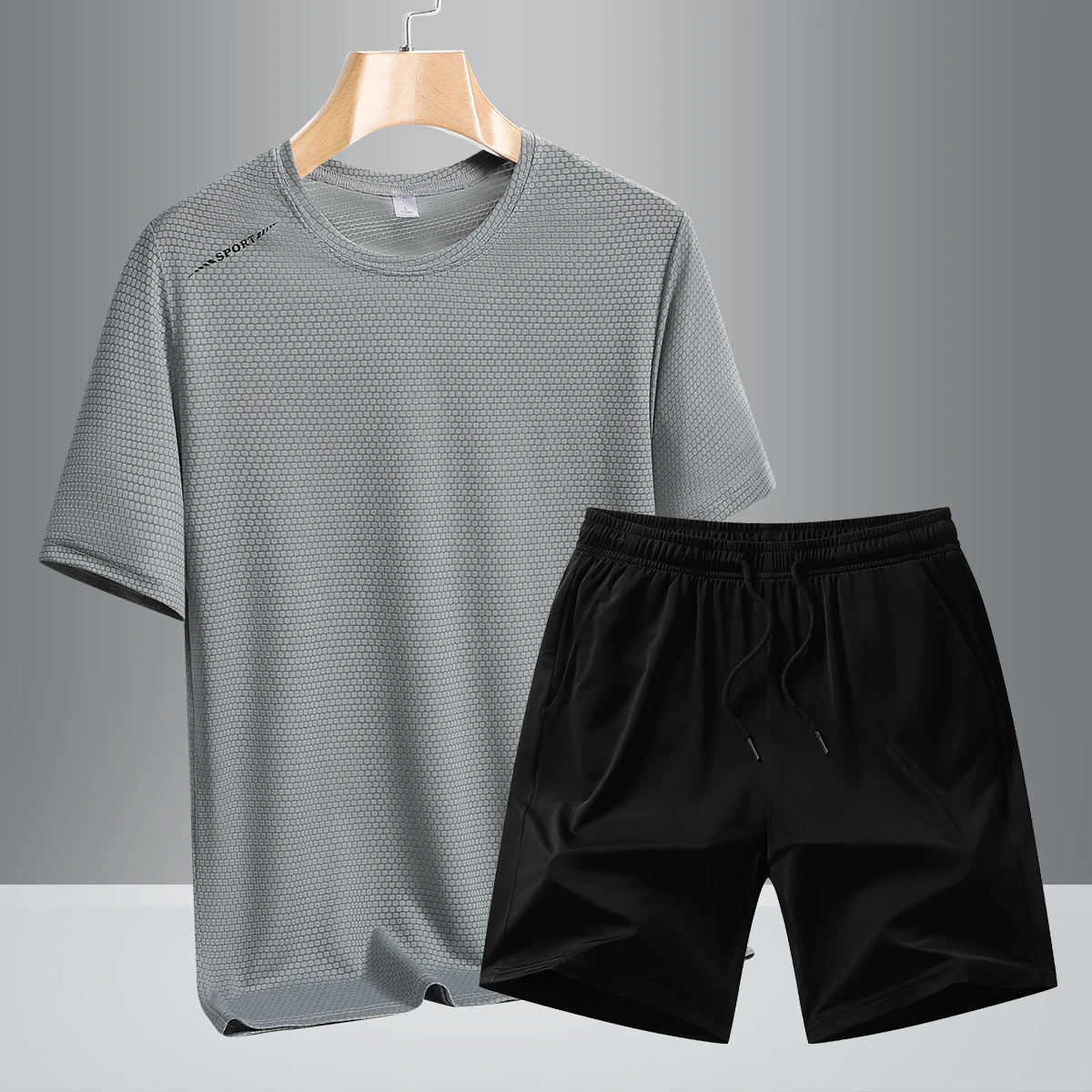 Summer new ice silk short-sleeved set - men's and women's simple and versatile T-shirts and five-pocket pants
Summer new ice silk short-sleeved set - men's and women's simple and versatile T-shirts and five-pocket pants