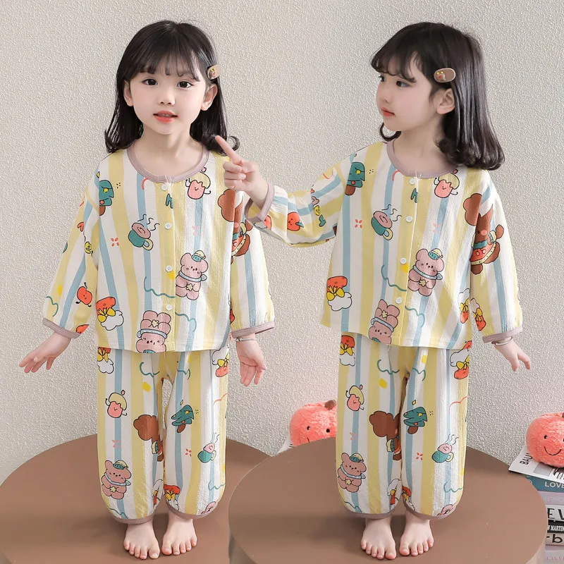 Girls pajamas pajamas set spring and autumn baby loungewear summer cardigan two-piece set
Girls pajamas pajamas set spring and autumn baby loungewear summer cardigan two-piece set