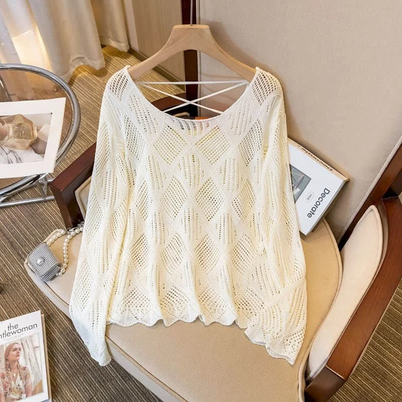 T-shirts Women Knitted Hollow-out Design O-neck Sunscreen Tops Oversized Casual Korean Style Smock Long Sleeve Summer Clothes
T-shirts Women Knitted Hollow-out Design O-neck Sunscreen Tops Oversized Casual Korean Style Smock Long Sleeve Summer Clothes