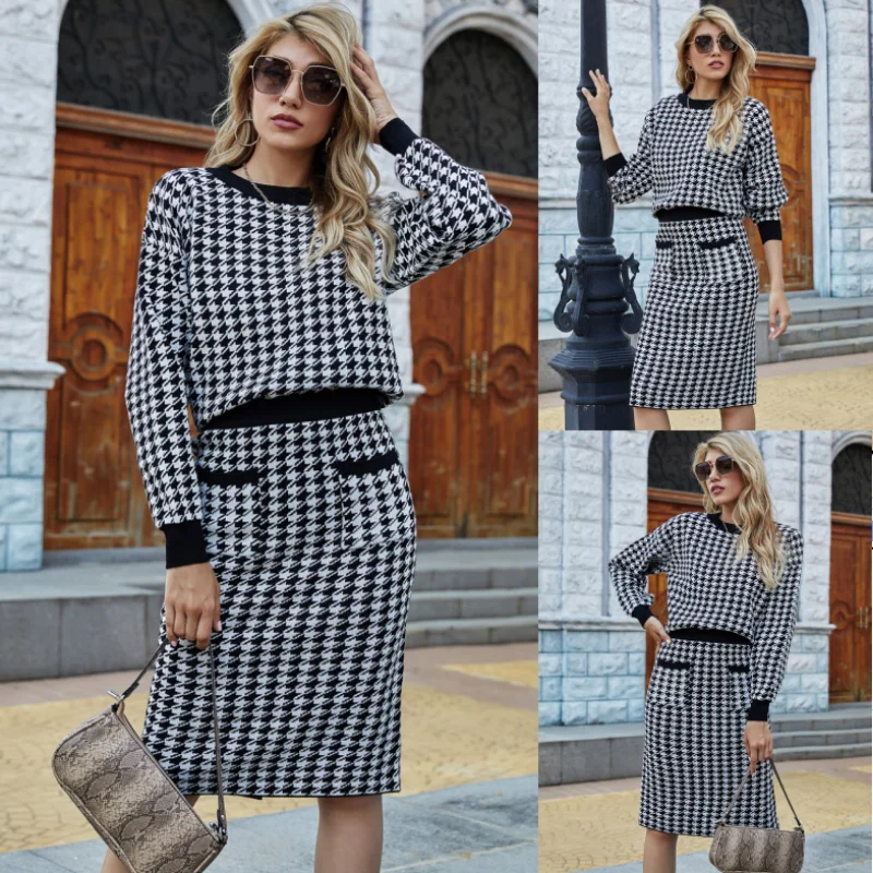 Spring and Autumn New Thousand Bird Checker Sweater Top+Half Skirt Sweater Two Piece Set
Spring and Autumn New Thousand Bird Checker Sweater Top+Half Skirt Sweater Two Piece Set