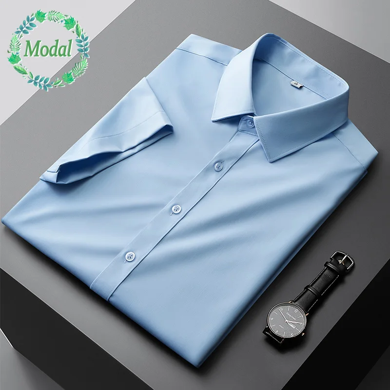 Modal Fabric Summer Thin Short Sleeve Shirt Men Business Casual Dress Shirt Solid Color Slim Work Office Tops Men Brand Clothes
Modal Fabric Summer Thin Short Sleeve Shirt Men Business Casual Dress Shirt Solid Color Slim Work Office Tops Men Brand Clothes