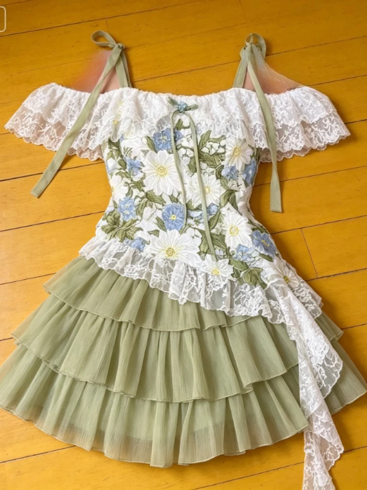 2026 Summer Casual Sweet 2 Piece Set for Women Lace Print Strapless High Waist Layered Cake Mini Skirt Suit Daily Female Outfits
2026 Summer Casual Sweet 2 Piece Set for Women Lace Print Strapless High Waist Layered Cake Mini Skirt Suit Daily Female Outfits