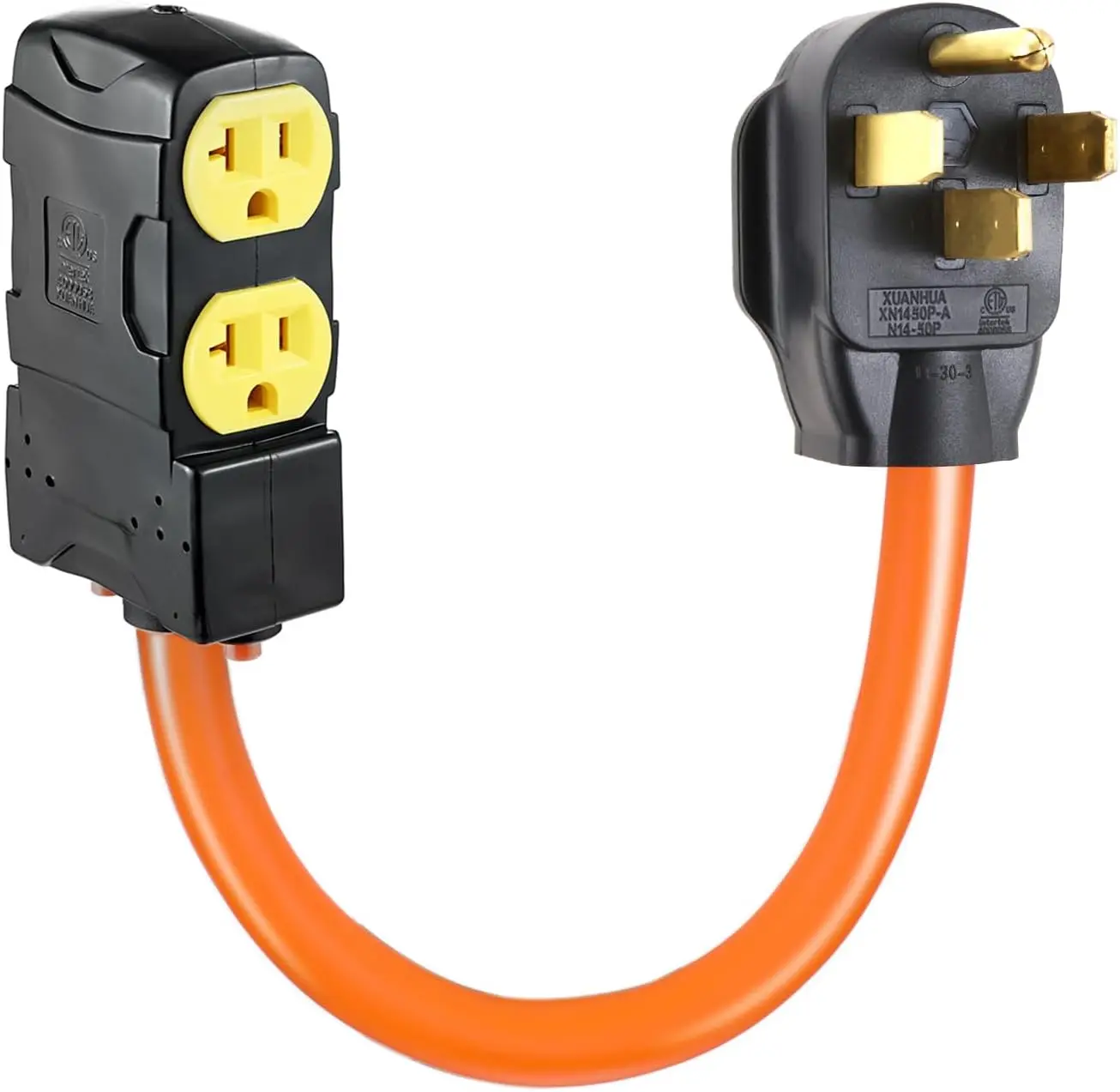 Адаптер-переходник NEMA 14-50P (штекер) на 5-20R/15R (гнездо) для автодомов, 1,5 фута, 50 А на 20 А, с автоматическим выключателем на 20 А
Адаптер-переходник NEMA 14-50P (штекер) на 5-20R/15R (гнездо) для автодомов, 1,5 фута, 50 А на 20 А, с автоматическим выключателем на 20 А