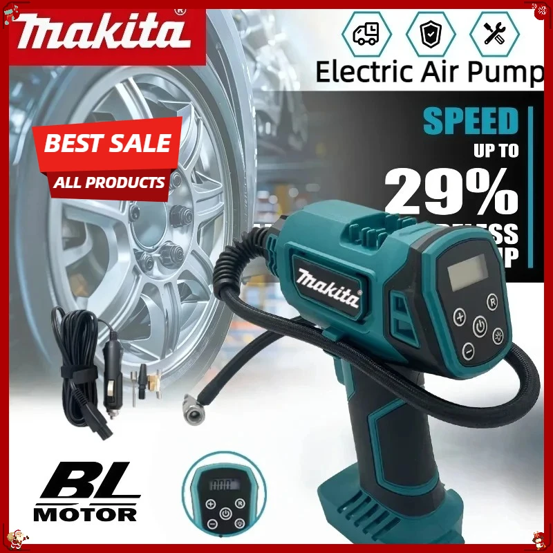 Автоматический беспроводной насос Makita: электрический воздушный компрессор, портативный компрессор для автомобильных шин, совместим с аккумулятором Makita 18V.
Автоматический беспроводной насос Makita: электрический воздушный компрессор, портативный компрессор для автомобильных шин, совместим с аккумулятором Makita 18V.