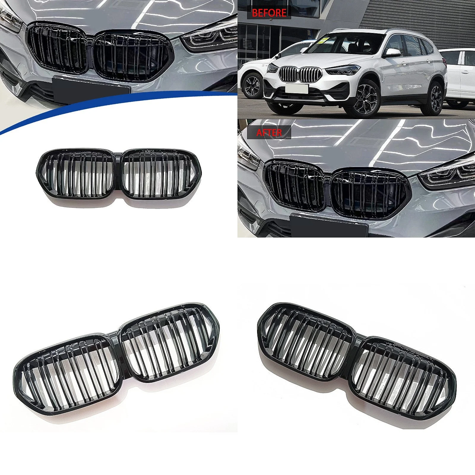 Fit For 2020-2022 BMW X1 F48 Double Line Front Grille OEM Replacement
Fit For 2020-2022 BMW X1 F48 Double Line Front Grille OEM Replacement