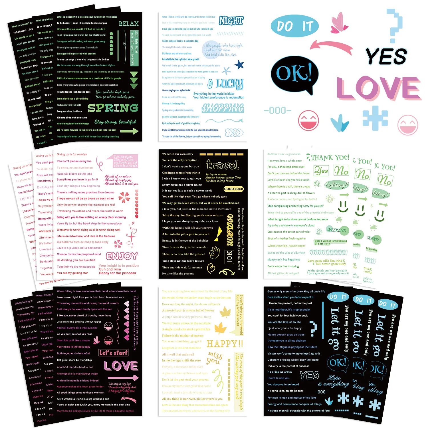 8/16/24PCS Cartoon Text Graffiti Stickers Decorative Guitar Notebook Luggage DIY Waterproof Stationery Stickers
8/16/24PCS Cartoon Text Graffiti Stickers Decorative Guitar Notebook Luggage DIY Waterproof Stationery Stickers