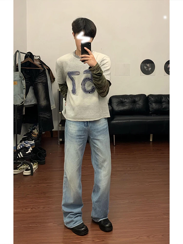 aduated Light Blue Men's Jeans Slim Straight Leg Waed Denim High Street Sle Comfortable Fit Youthful Trend Cotton Blend
aduated Light Blue Men's Jeans Slim Straight Leg Waed Denim High Street Sle Comfortable Fit Youthful Trend Cotton Blend