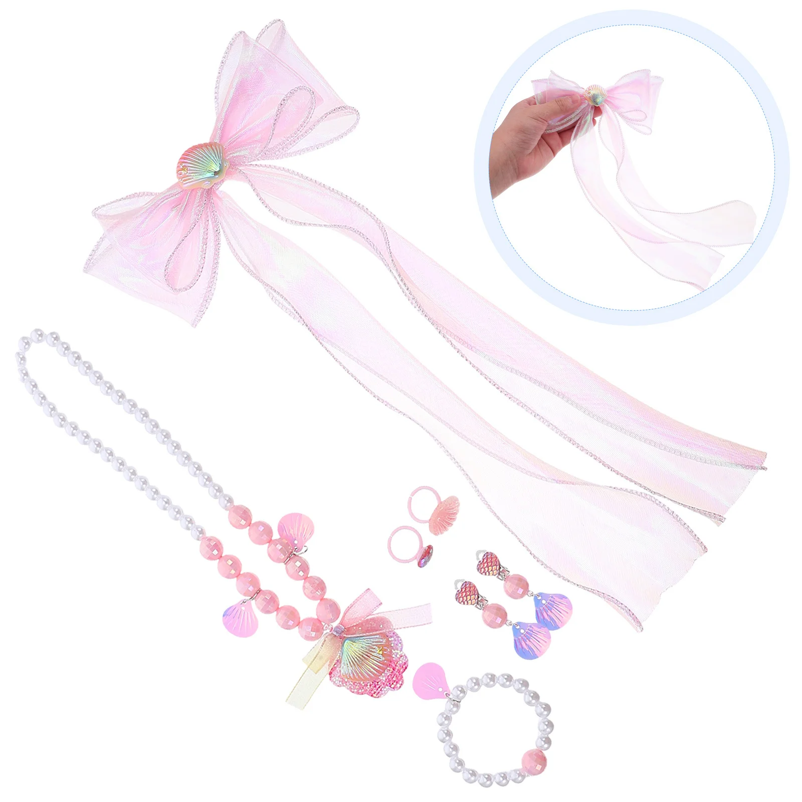 1Set Kids Mermaid Jewelry Set Princess Accessories Bow Hair Clips Shell Necklace Pearl Bracelet Earrings Ring Birthday Parties
1Set Kids Mermaid Jewelry Set Princess Accessories Bow Hair Clips Shell Necklace Pearl Bracelet Earrings Ring Birthday Parties