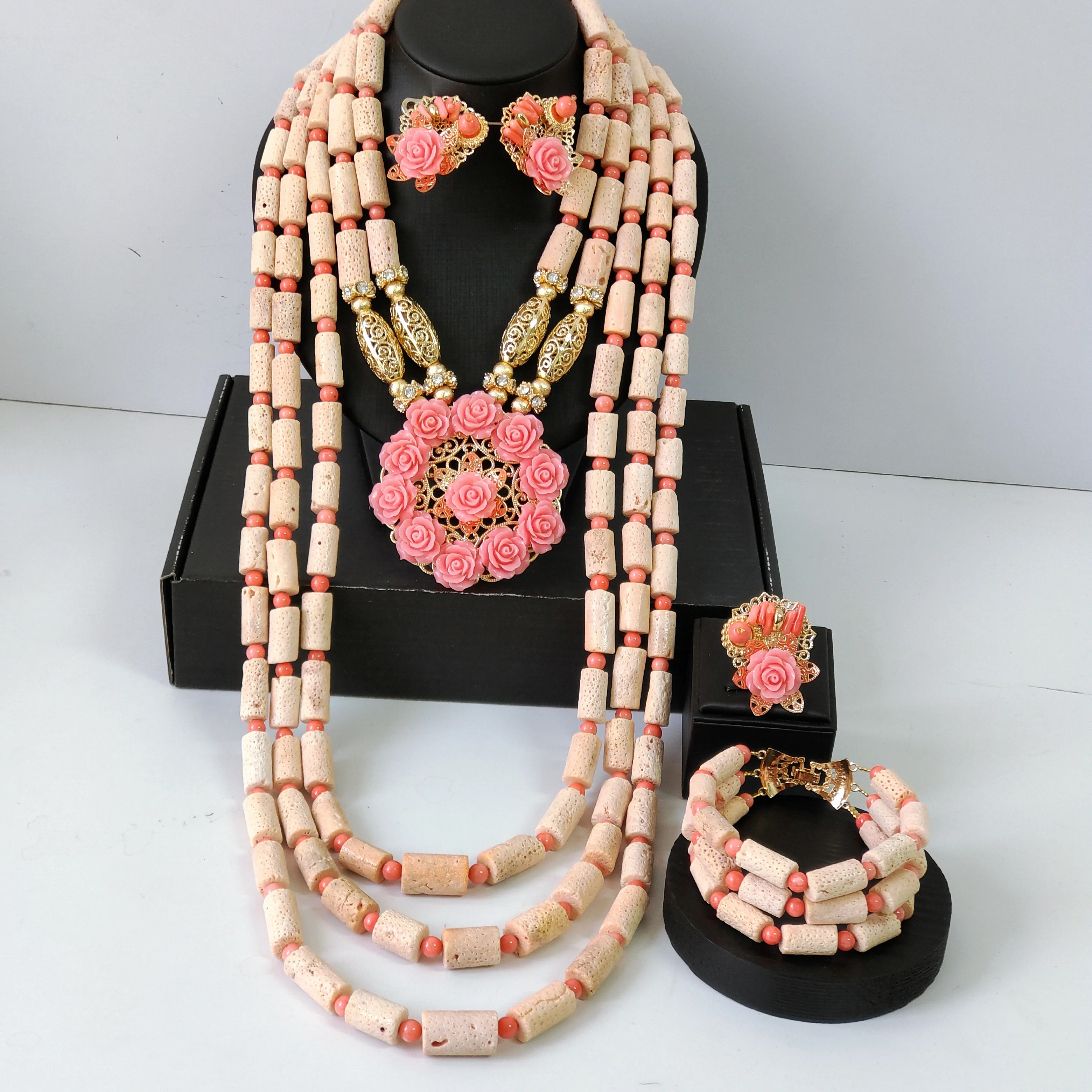 Charming Flower Jewelry Nigerian Wedding Coral Beaded Necklace Bracelet Earrings Ring Sets
Charming Flower Jewelry Nigerian Wedding Coral Beaded Necklace Bracelet Earrings Ring Sets