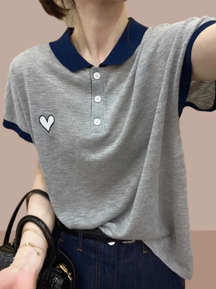 2024 Summer New Polo shirt women Lapel Knit Ice Silk Short sleeve T-shirt Belly Covering Top T-shirt E4932
2024 Summer New Polo shirt women Lapel Knit Ice Silk Short sleeve T-shirt Belly Covering Top T-shirt E4932