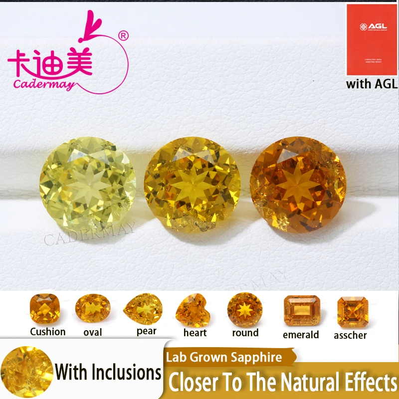 CADERMAY Lab Grown Yellow Sapphire Loose Gemstone With Inclusions Round Shape DIY Inlaid Jewelry Making Gemstones DIY
CADERMAY Lab Grown Yellow Sapphire Loose Gemstone With Inclusions Round Shape DIY Inlaid Jewelry Making Gemstones DIY