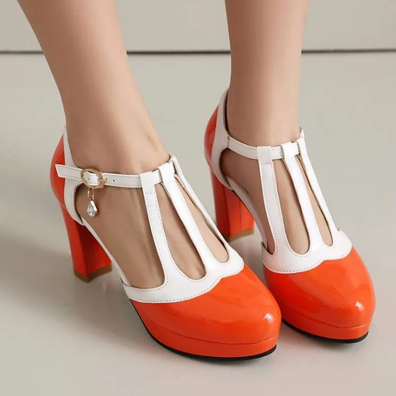 Spring Autumn New Style Fashion High-heeled Women's Shoes Color Block Round Head Shallow Mouth Buckle Square Heel Women's Shoes
Spring Autumn New Style Fashion High-heeled Women's Shoes Color Block Round Head Shallow Mouth Buckle Square Heel Women's Shoes