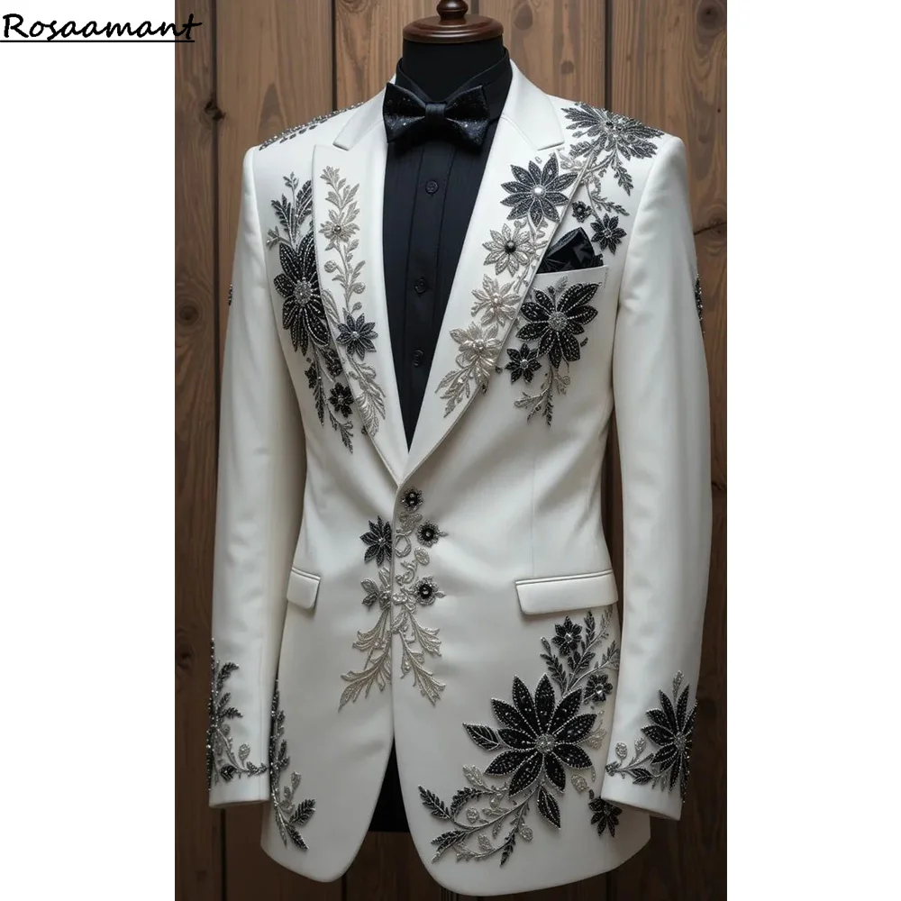 Elegant Crystals Tuxedos Slim Fit Costume Homme Luxury Customized Male Prom Party Blazers 2 Pieces Sets Men Suits For Wedding
Elegant Crystals Tuxedos Slim Fit Costume Homme Luxury Customized Male Prom Party Blazers 2 Pieces Sets Men Suits For Wedding