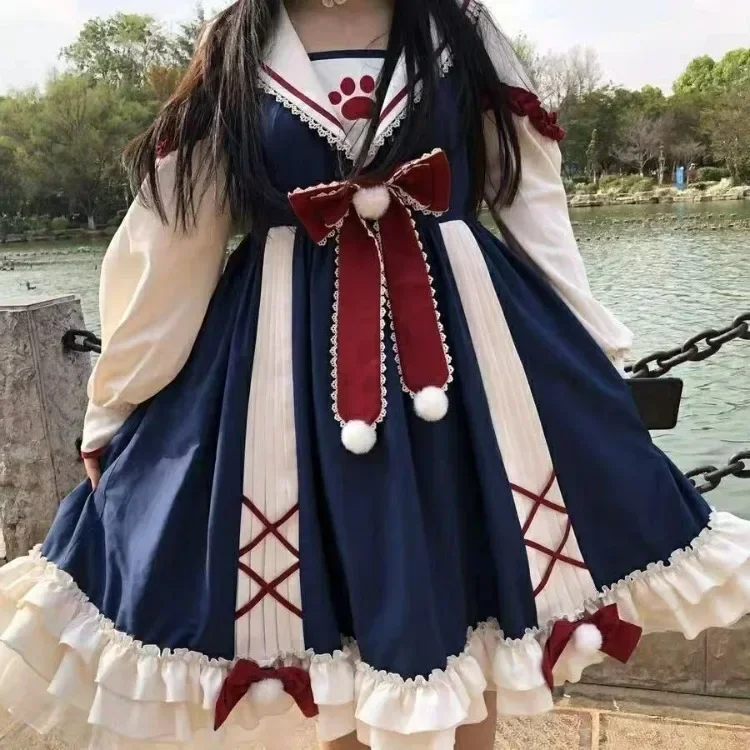 2025 Oversize Fashion Lolita Ruffles Dress for Women Sweet Sailor Collar Bow Dresses Y2k Grunge Long Loose Vestidos Femininos
2025 Oversize Fashion Lolita Ruffles Dress for Women Sweet Sailor Collar Bow Dresses Y2k Grunge Long Loose Vestidos Femininos
