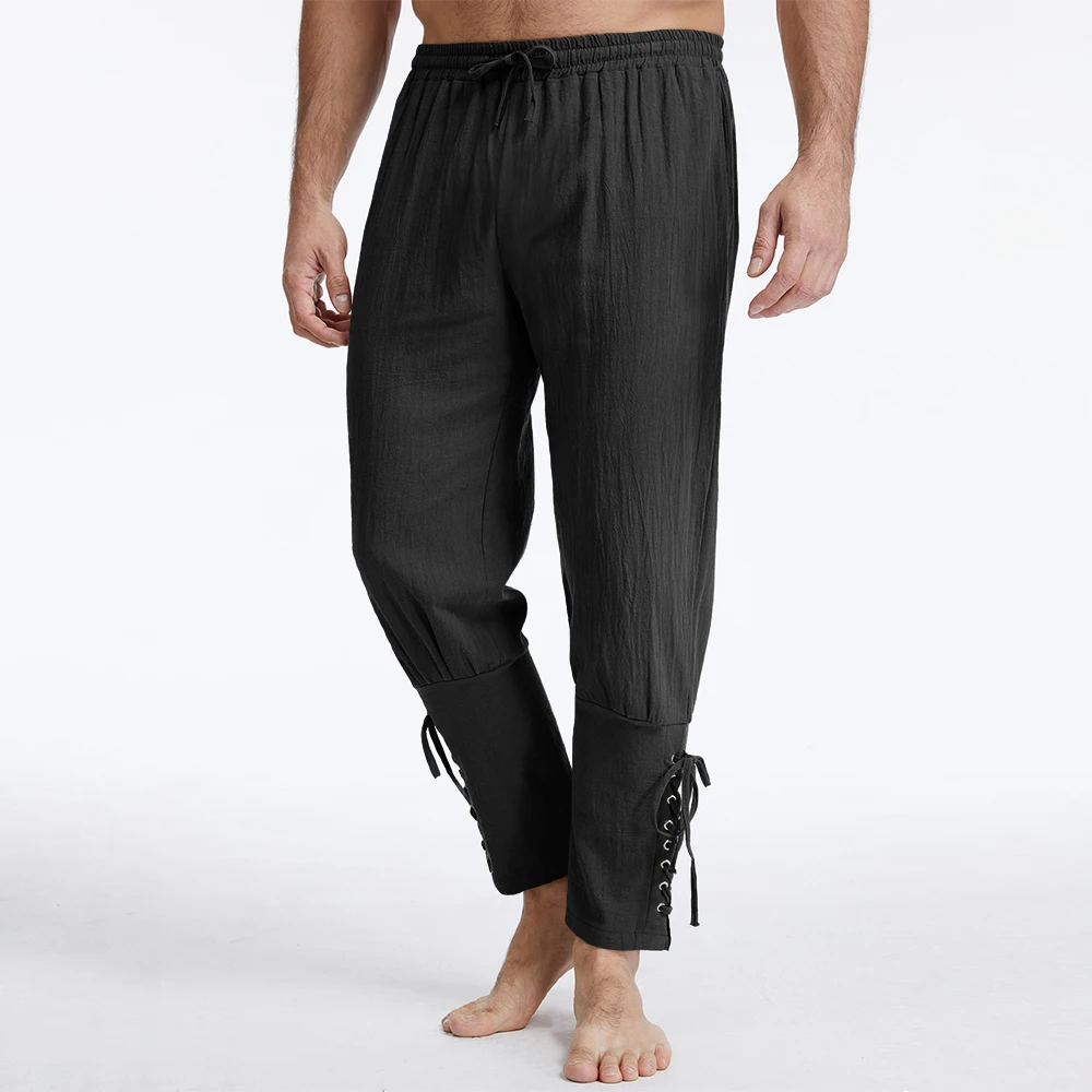 Men's Pirate Lace-up Pants Cotton Linen Lightweight Solid Color Elastic Wasit Trousers Vintage Gothic Style Party Long Pnats
Men's Pirate Lace-up Pants Cotton Linen Lightweight Solid Color Elastic Wasit Trousers Vintage Gothic Style Party Long Pnats