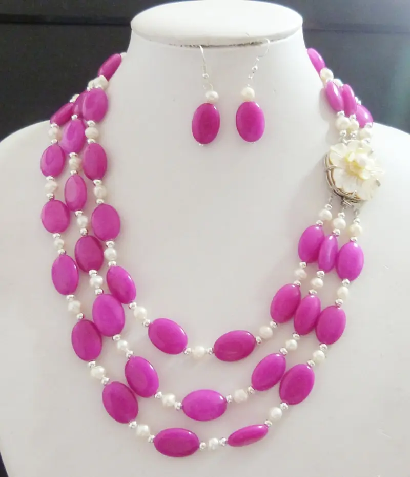 Amazing natural semi-precious stones necklace 3 strands necklace / earrings 18-22"
Amazing natural semi-precious stones necklace 3 strands necklace / earrings 18-22"