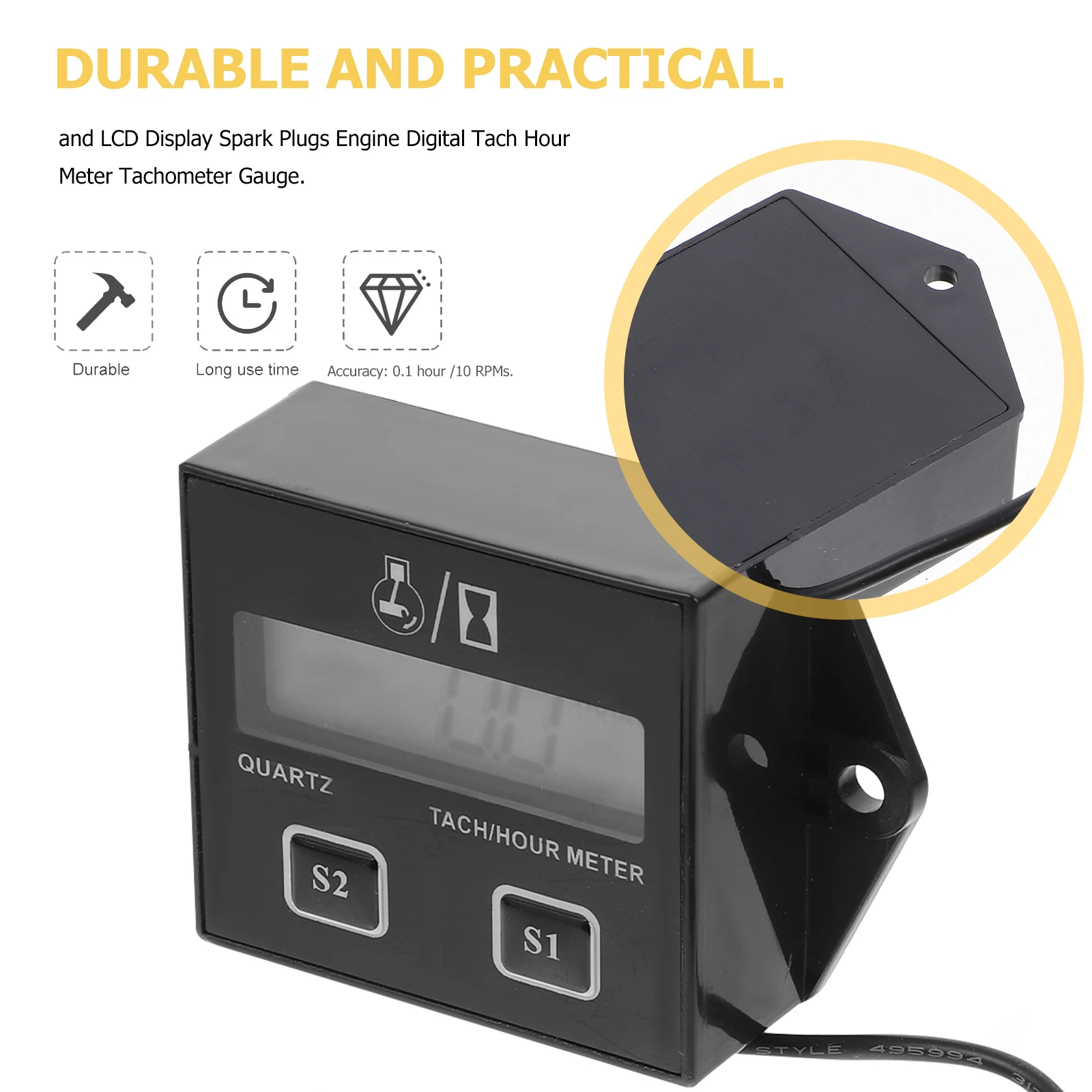 1pc Black Lcd Digital Tachometer Engine Hour Meter For Motorcycle Atv Boat Lawn Mower Engines Spark Plug Compatible
1pc Black Lcd Digital Tachometer Engine Hour Meter For Motorcycle Atv Boat Lawn Mower Engines Spark Plug Compatible