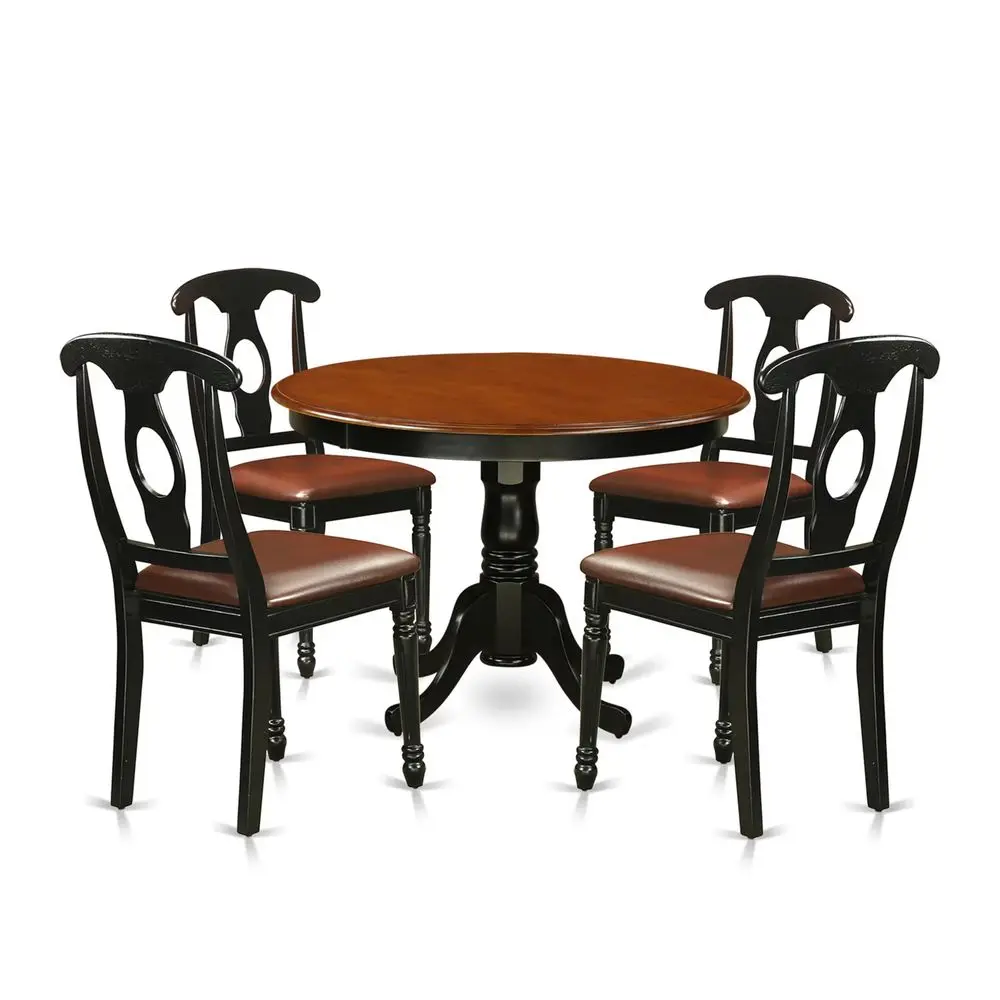 West Furniture HLKE5BCHLC 5 Piece Kitchen Table amp Chairs Set Includes a Round Dining Room Table with Pedestal and 4 Faux Leat
West Furniture HLKE5BCHLC 5 Piece Kitchen Table amp Chairs Set Includes a Round Dining Room Table with Pedestal and 4 Faux Leat