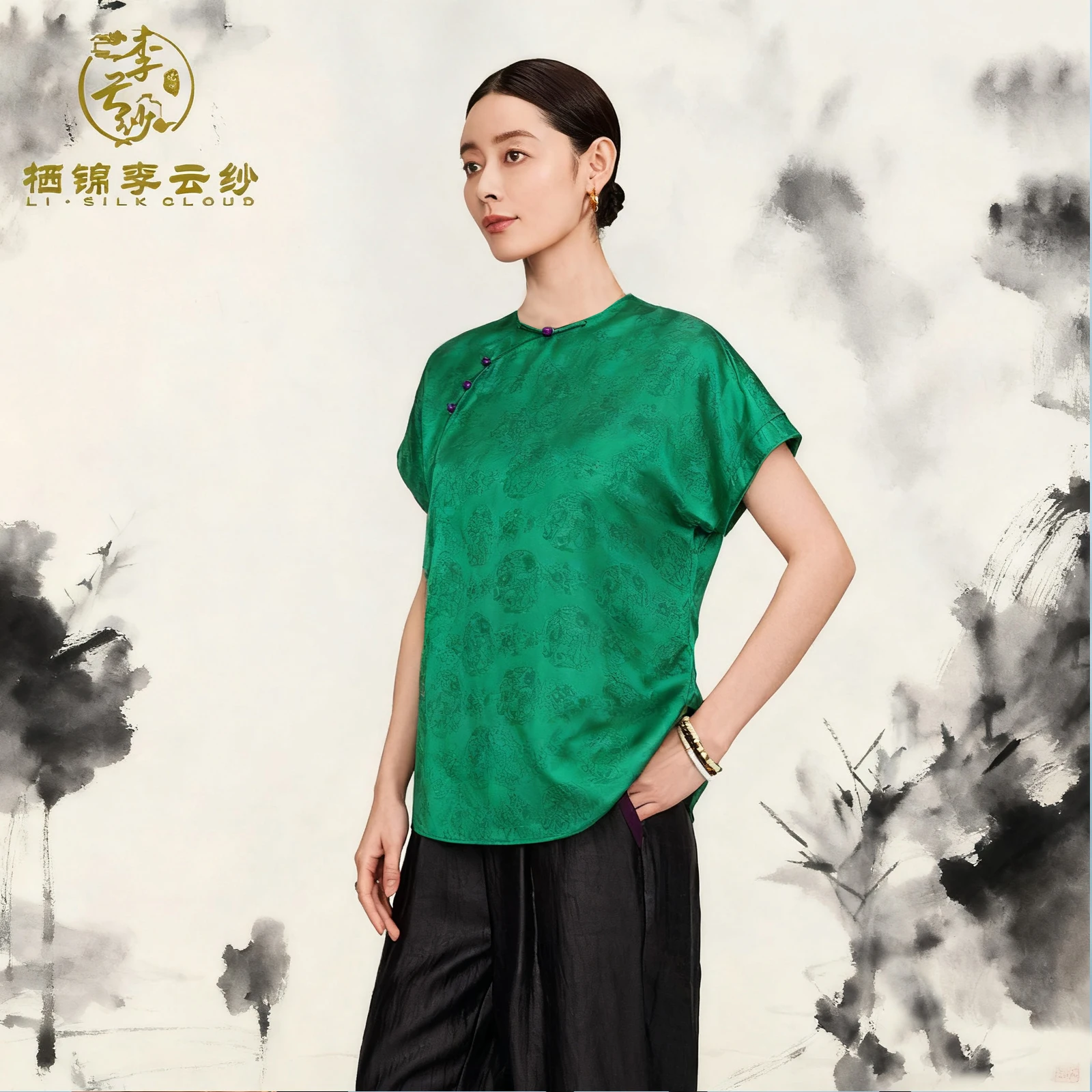 LI SILK CLOUD xiangyunsha Short Sleeve Blouse Comfortable Breathable, Oriental Style Top Guangdong Black Pearl Guangdong Gauze 
LI SILK CLOUD xiangyunsha Short Sleeve Blouse Comfortable Breathable, Oriental Style Top Guangdong Black Pearl Guangdong Gauze