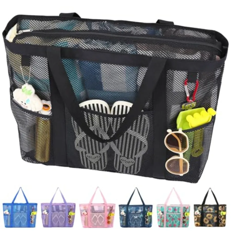 Fammart Mesh Beach Bag with Zipper Large Beach Tote for Women Toys Pool Swim Bag Travel Vacation Cruise Essentials
Fammart Mesh Beach Bag with Zipper Large Beach Tote for Women Toys Pool Swim Bag Travel Vacation Cruise Essentials