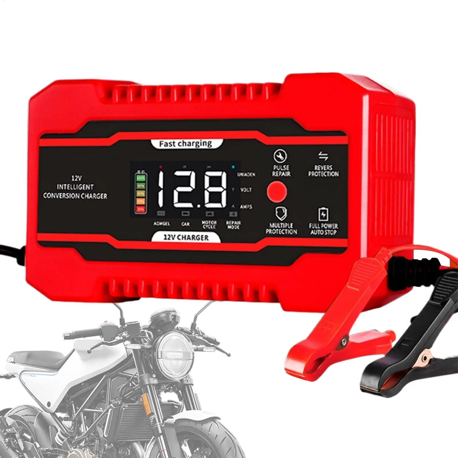 12 Volt Battery Charger 12V6A Battery Repair Pulse Charger Vehicle Repair Maintenance Equipment For Trucks Cars SUVs Tricycles
12 Volt Battery Charger 12V6A Battery Repair Pulse Charger Vehicle Repair Maintenance Equipment For Trucks Cars SUVs Tricycles
