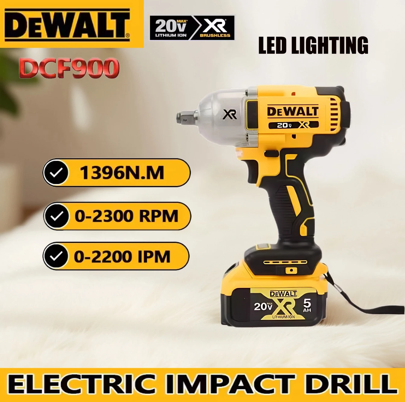 100% DEWALT DCF9001/2-inch brushless cordless high torque impact wrench kit and DEWAL 20V power tool ultra long battery charger
100% DEWALT DCF9001/2-inch brushless cordless high torque impact wrench kit and DEWAL 20V power tool ultra long battery charger