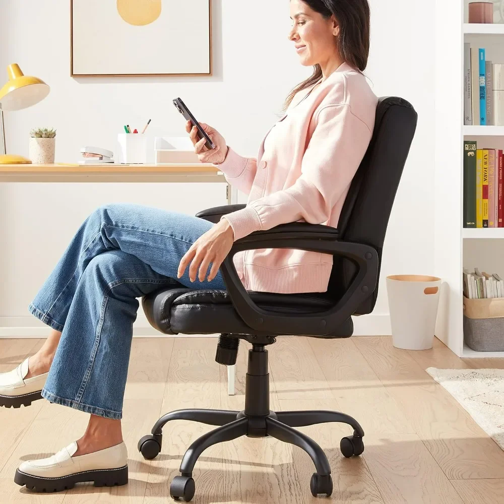 Computer Chair, Pure Soft Polyurethane Upholstered Mid-Back Office Computer Desk Chair w/Armrests Office Chair
Computer Chair, Pure Soft Polyurethane Upholstered Mid-Back Office Computer Desk Chair w/Armrests Office Chair