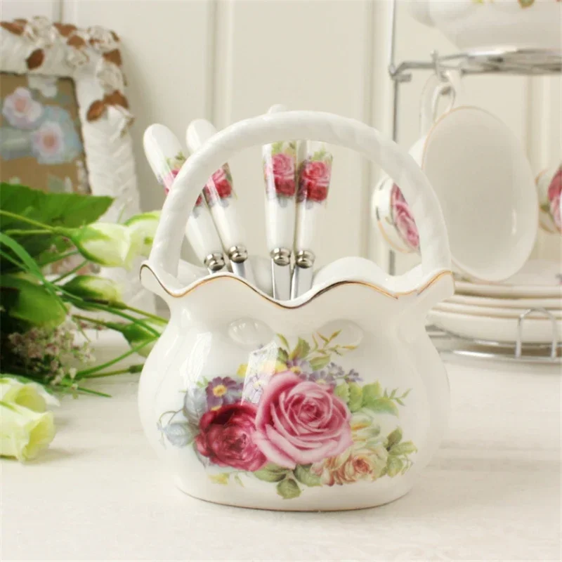 5pcs European Ceramic Stainless Steel Spoon Teaspoon Spoon Luxury Gift WIth Lace Basket For Cafe Shop Home
5pcs European Ceramic Stainless Steel Spoon Teaspoon Spoon Luxury Gift WIth Lace Basket For Cafe Shop Home