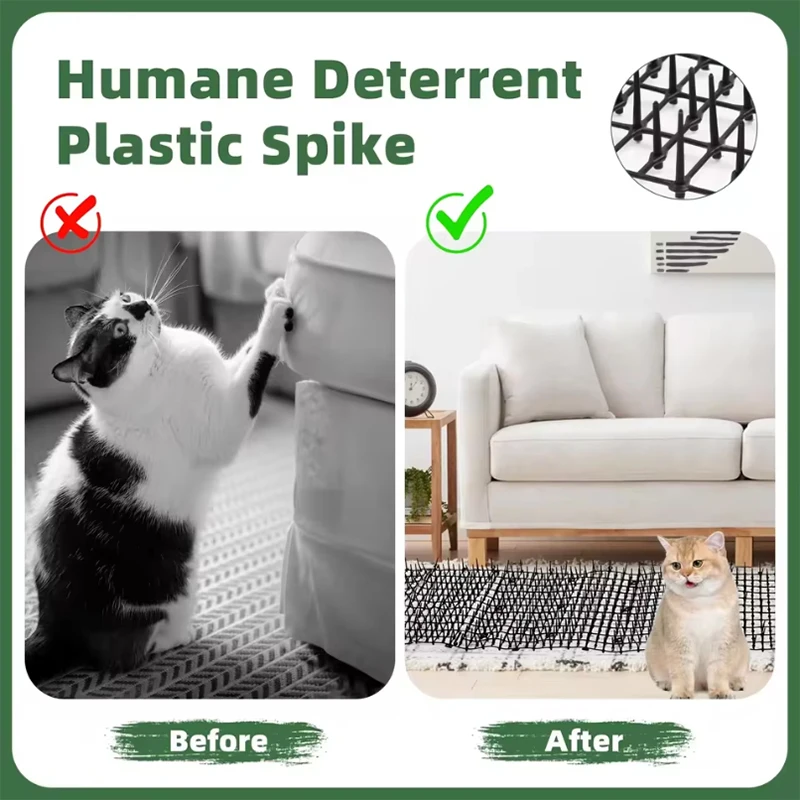 30x200cm PP Anti Cat Spike Mat, Flexible Deterrent for Garden Balcony Car AC, Round Tips Keep Cats Off
30x200cm PP Anti Cat Spike Mat, Flexible Deterrent for Garden Balcony Car AC, Round Tips Keep Cats Off