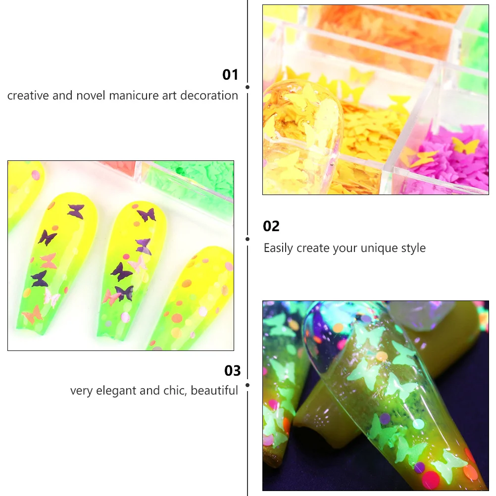 Fluorescent Butterfly Nails Decorative Art Sequins Thin Manicures Decorate Colorful Ornament The Pet for Salon 
Fluorescent Butterfly Nails Decorative Art Sequins Thin Manicures Decorate Colorful Ornament The Pet for Salon