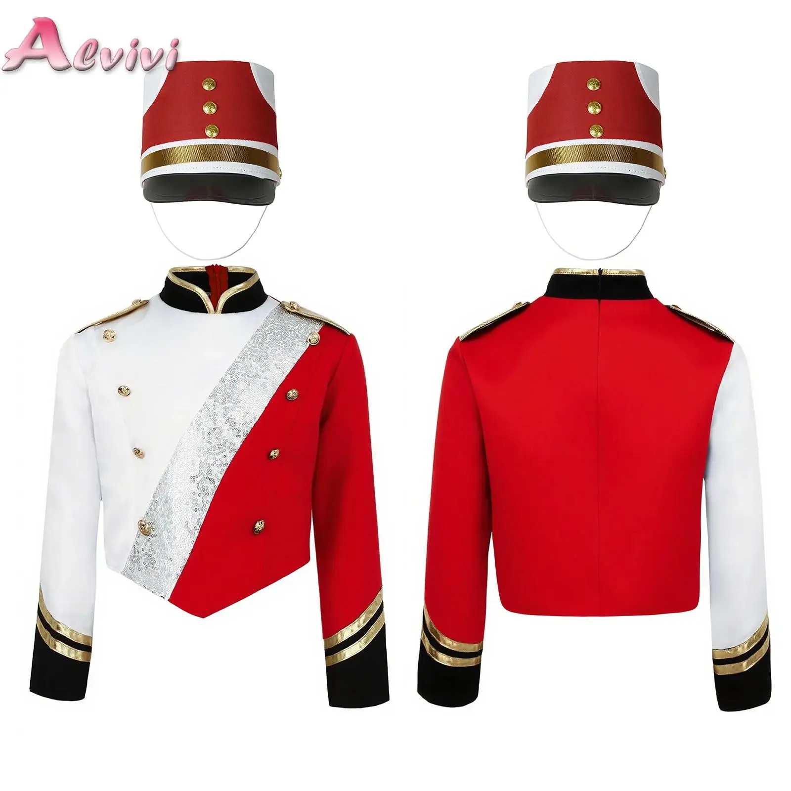 Kids Drum Trumpet Costume Royal Honor Guard Uniform Epaulets Buttons Circus Ringmaster Jacket+Hat Halloween Theme Party Costumes
Kids Drum Trumpet Costume Royal Honor Guard Uniform Epaulets Buttons Circus Ringmaster Jacket+Hat Halloween Theme Party Costumes