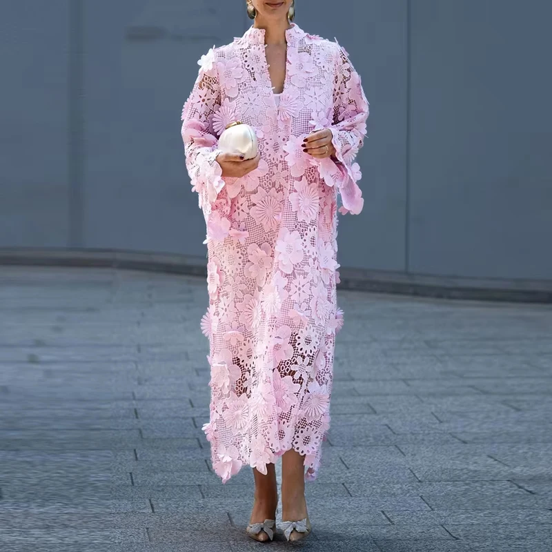 Elegant O-neck Button Loose Party Dress Women's Fashion Three-dimensional Flowers White Dress Casual Long Sleeve Solid Dress
Elegant O-neck Button Loose Party Dress Women's Fashion Three-dimensional Flowers White Dress Casual Long Sleeve Solid Dress