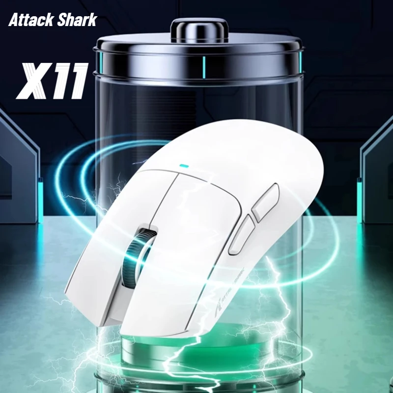 Attack Shark X11 Трехрежимная беспроводная мышь Bluetooth Эргономичная RGB Легкая с низкой задержкой 20000 точек на дюйм PAW3311 Офисная игровая мышь