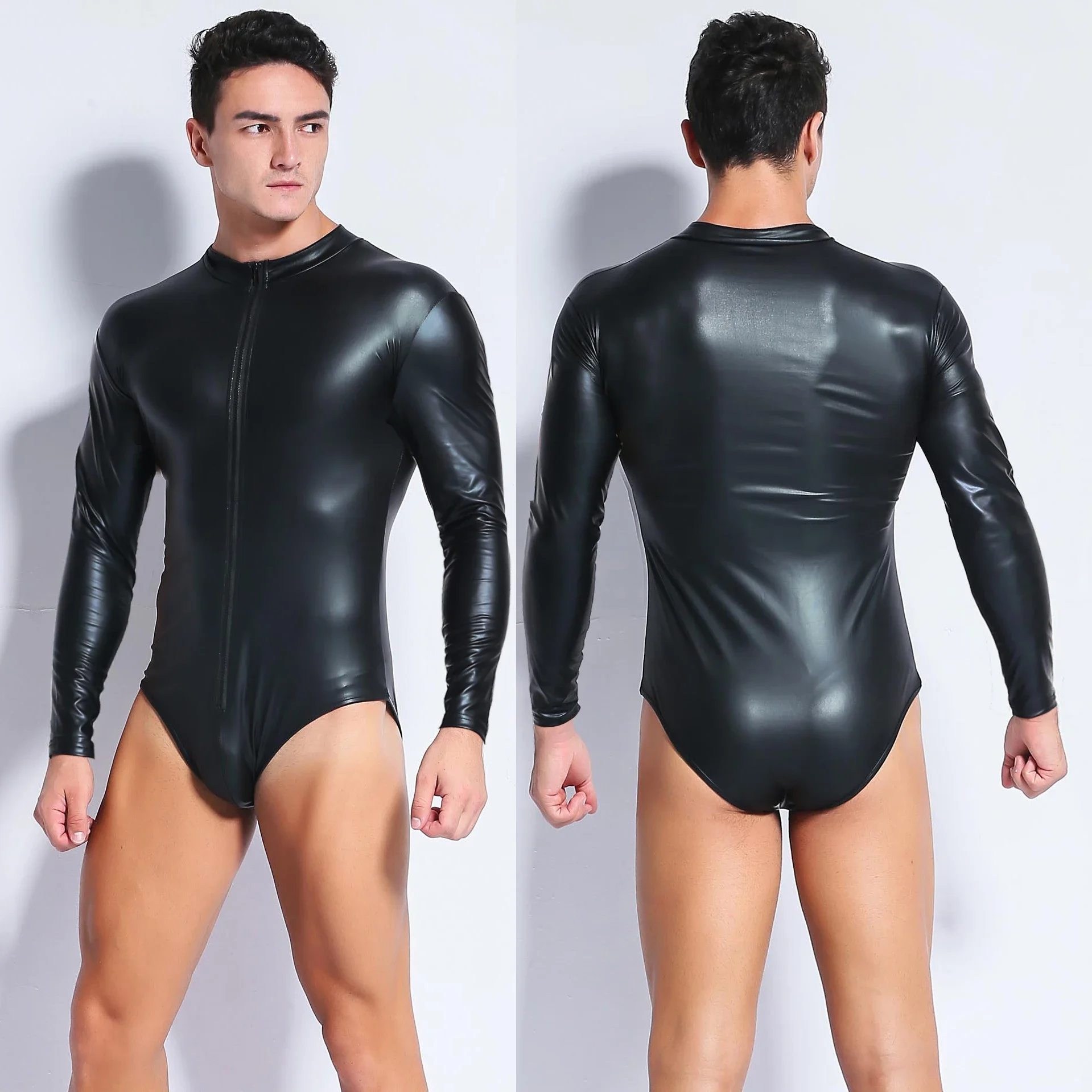 PU Leather Zipper Bodysuit Men Wetlook Latex Catsuit Long Sleeve Stretch Bodysuits Singlet Sexy Black Clubwear Undershirts 4XL
PU Leather Zipper Bodysuit Men Wetlook Latex Catsuit Long Sleeve Stretch Bodysuits Singlet Sexy Black Clubwear Undershirts 4XL