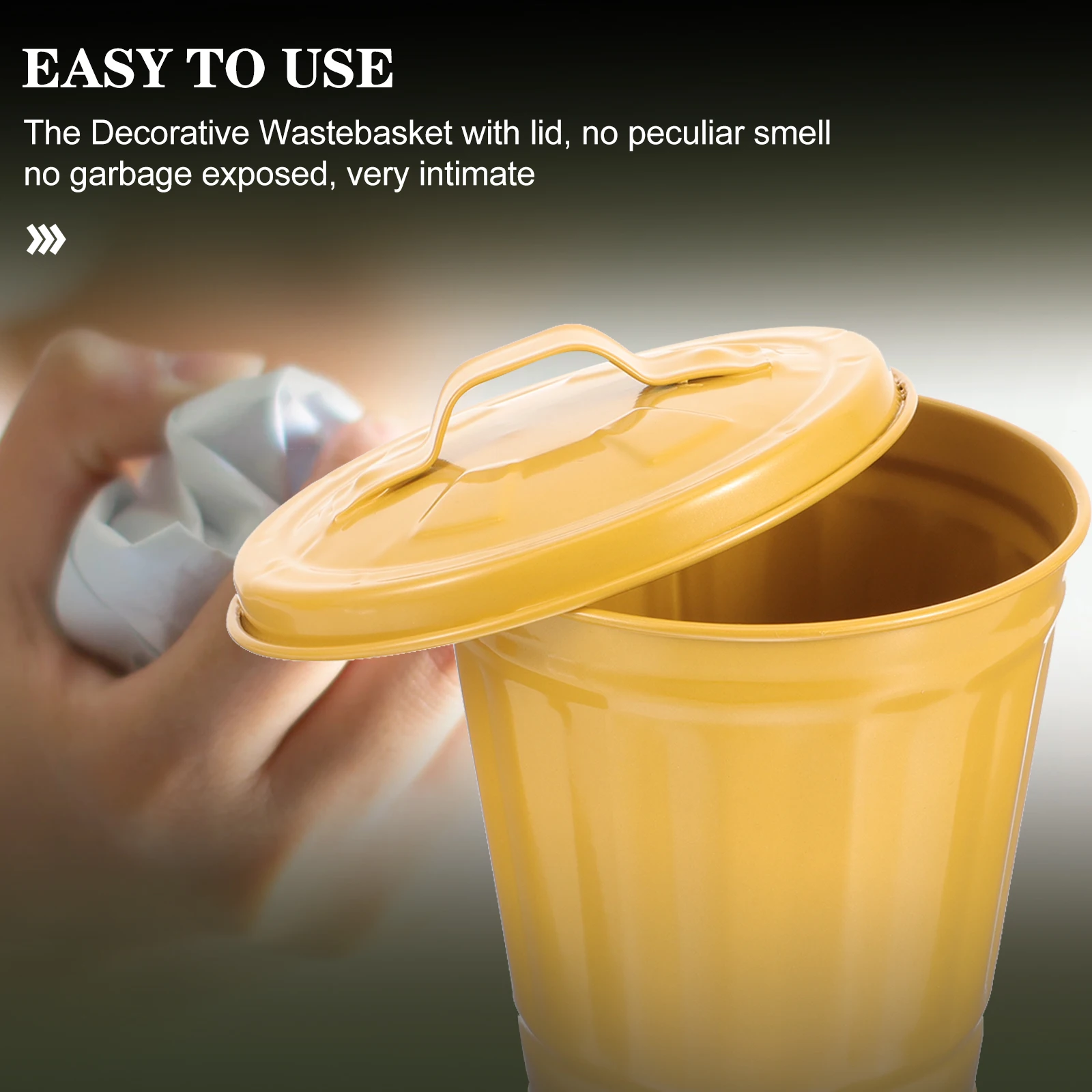 2pcs Yellow Mini Desk Trash Can with Lid Galvanized Iron Bucket Heavy Duty Metal Bin Countertop Wastebasket Suitable Home Office
2pcs Yellow Mini Desk Trash Can with Lid Galvanized Iron Bucket Heavy Duty Metal Bin Countertop Wastebasket Suitable Home Office