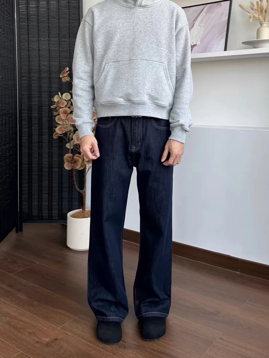 Deep Blue Denim Jeans Loose Fit Straight Leg Original Vintage Men's Summer 2025 Casual High Waist Long Pants Torn Style
Deep Blue Denim Jeans Loose Fit Straight Leg Original Vintage Men's Summer 2025 Casual High Waist Long Pants Torn Style