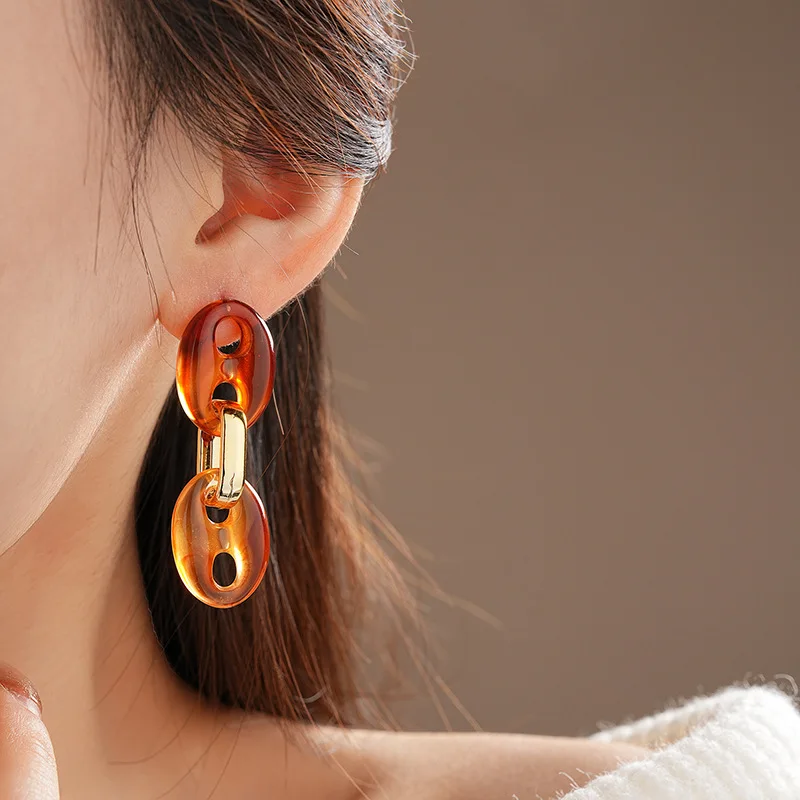Coffee-colored Acrylic Pig Nose Stud Earrings, European and American Fashion Earrings, French High-end Style Earrings
Coffee-colored Acrylic Pig Nose Stud Earrings, European and American Fashion Earrings, French High-end Style Earrings