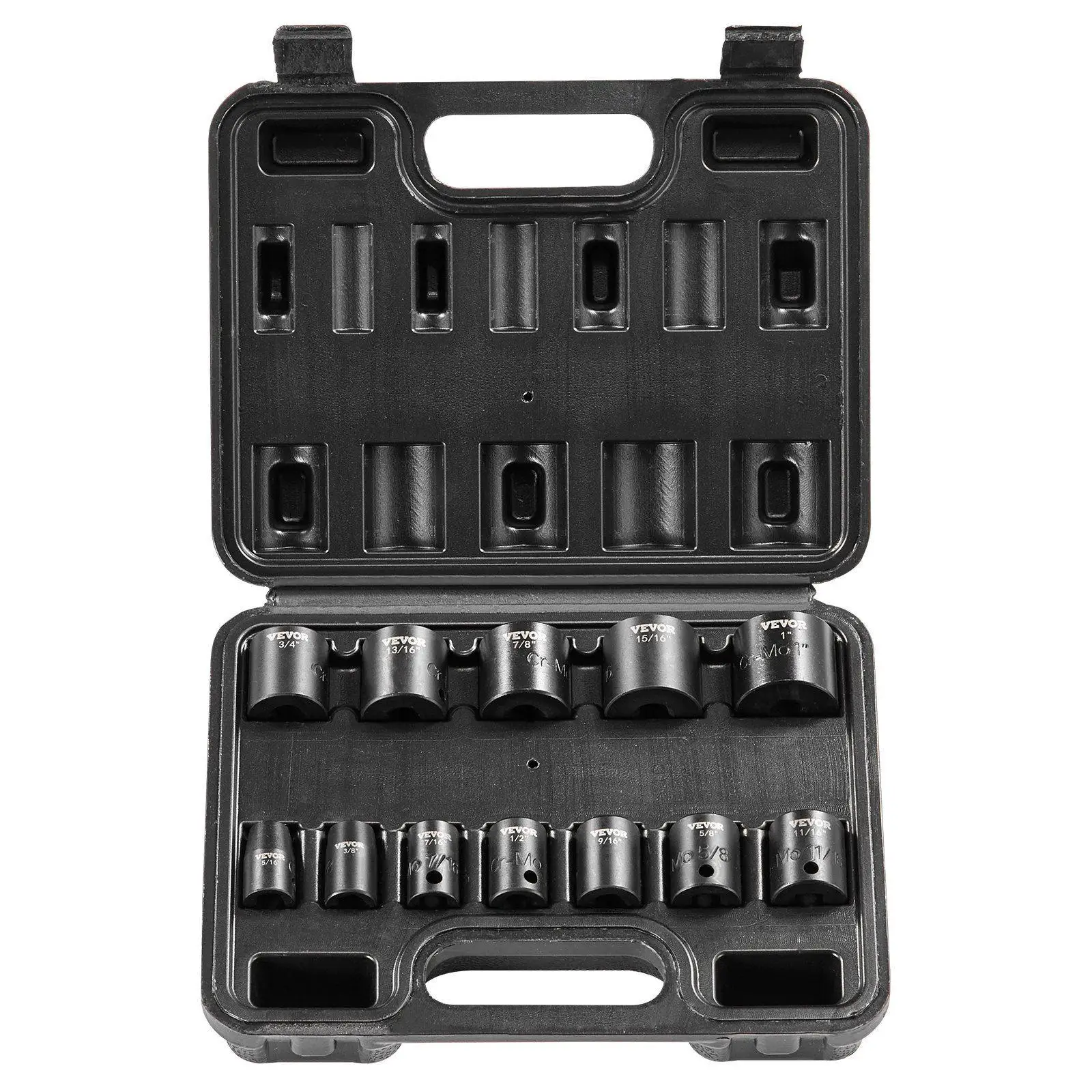3/8in Drive 12pcs SAE Shallow Impact Socket Set 6-Point Cr-Mo Steel Laser Marked Durable Toolbox Professional Kit
3/8in Drive 12pcs SAE Shallow Impact Socket Set 6-Point Cr-Mo Steel Laser Marked Durable Toolbox Professional Kit