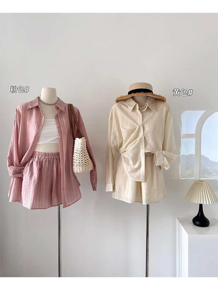 Women's Pink Pants Sets Vintage Long Sleeve Shirt and A-Line Shorts Pants 90s Y2k Korean Elegant Suit 2000s Clothes 2024 Summer
Women's Pink Pants Sets Vintage Long Sleeve Shirt and A-Line Shorts Pants 90s Y2k Korean Elegant Suit 2000s Clothes 2024 Summer