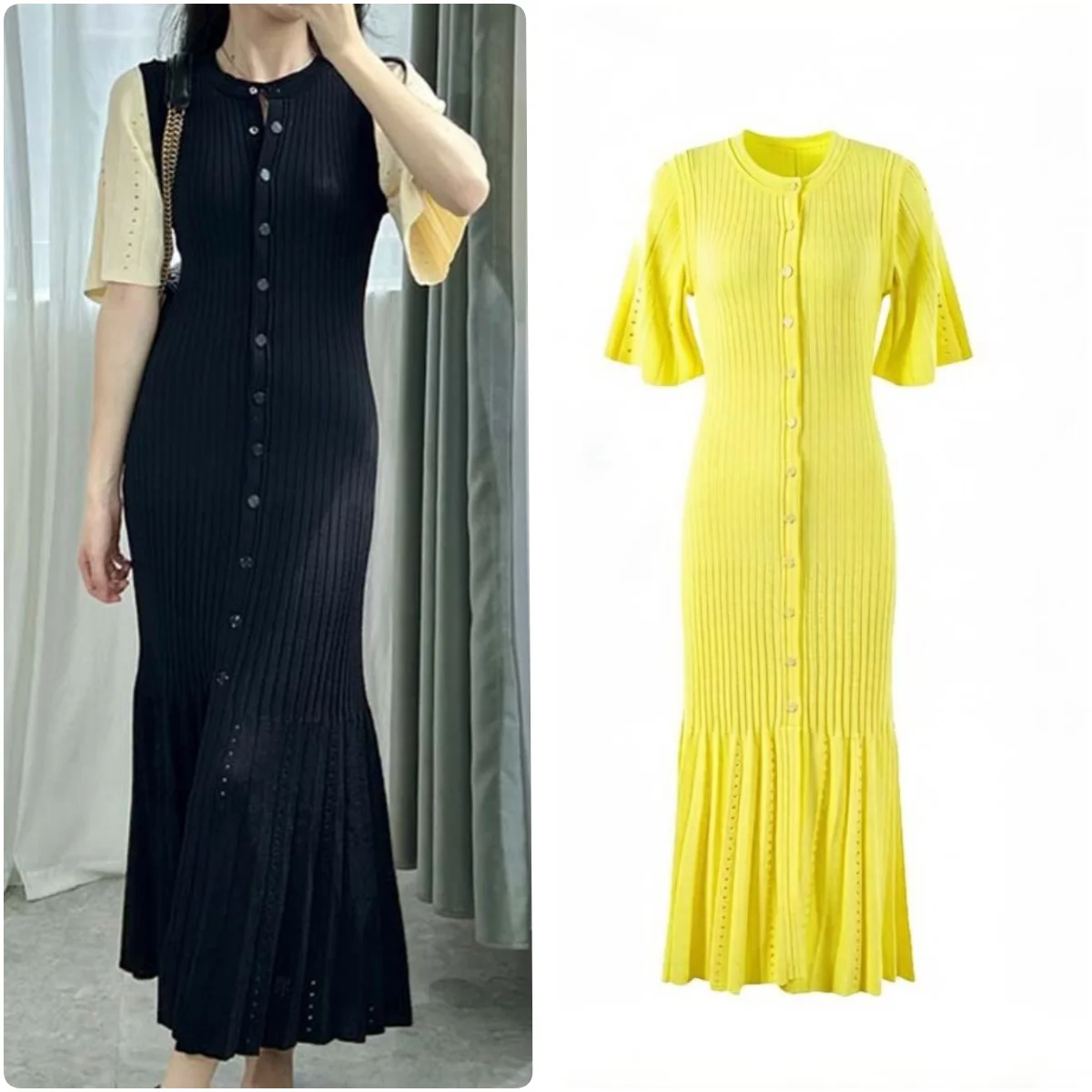 Elegant Knitted Ribbed Long Dress for Women Slim Fit O-neck Short Sleeve Summer Hip Package Lady Robe 2026 Wave Design
Elegant Knitted Ribbed Long Dress for Women Slim Fit O-neck Short Sleeve Summer Hip Package Lady Robe 2026 Wave Design