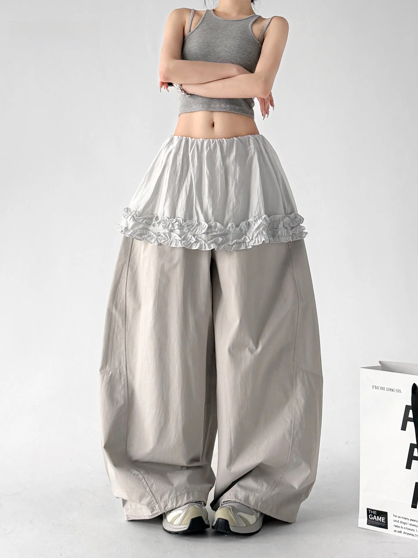 Trendy Spliced Wide Leg Pants Women's Loose Casual Versatile Summer New Style High Waist Polyester Fiber Ladies' Casual Pants
Trendy Spliced Wide Leg Pants Women's Loose Casual Versatile Summer New Style High Waist Polyester Fiber Ladies' Casual Pants