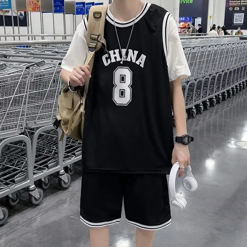 Summer Sports Casual Short Sleeve T-Shirt Basketball Shorts Set for Men Trendy BF Style Ins Comfortable Breathable Workout En...
Summer Sports Casual Short Sleeve T-Shirt Basketball Shorts Set for Men Trendy BF Style Ins Comfortable Breathable Workout En...