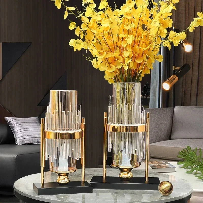 Metal Transparent Glass Vases Modern Design Luxury Crystal Plant Pot Dried Flowers Living Room Jarrones Table Decoration
Metal Transparent Glass Vases Modern Design Luxury Crystal Plant Pot Dried Flowers Living Room Jarrones Table Decoration