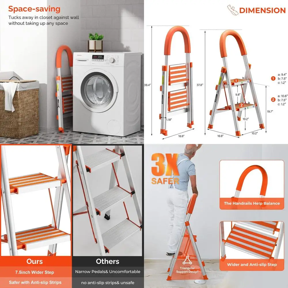 2 Step Ladder Aluminum Lightweight Folding Step Stool Portable Home and Kitchen Sturdy Stepladder 500lbs EN131 Little Step Ladde
2 Step Ladder Aluminum Lightweight Folding Step Stool Portable Home and Kitchen Sturdy Stepladder 500lbs EN131 Little Step Ladde