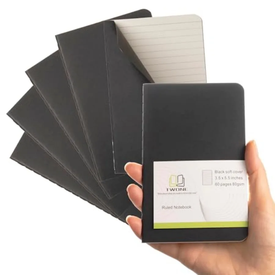 6 Pack Mini Pocket Notebooks, 3.5 by 5.5 Inch 90 x 140 mm,Black Cardstock Journal Set with 60 Lined Pages (30 Sheets) - Perfect
6 Pack Mini Pocket Notebooks, 3.5 by 5.5 Inch 90 x 140 mm,Black Cardstock Journal Set with 60 Lined Pages (30 Sheets) - Perfect
