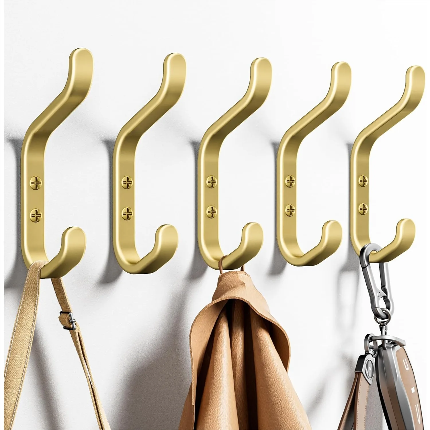 Gold Stainless Steel Double Coat Hook for Wall Mount, Holds 22Lbs for Hanging Coats Bags Towels in Entryway Closet Bathroom
Gold Stainless Steel Double Coat Hook for Wall Mount, Holds 22Lbs for Hanging Coats Bags Towels in Entryway Closet Bathroom